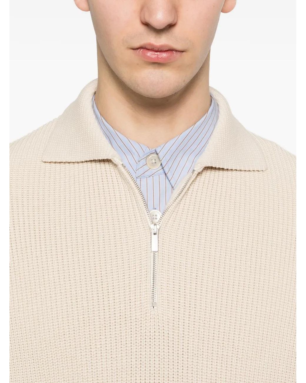 Lardini White Half-Zip Polo Sweater for men