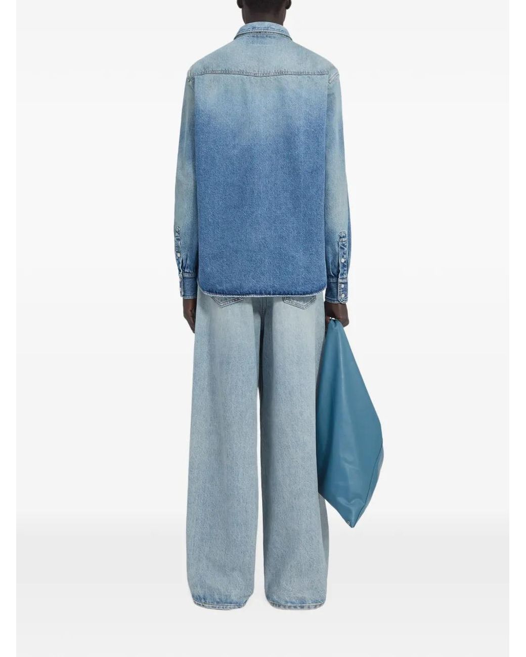 MM6 by Maison Margiela Blue Laser-Printed Denim Shirt