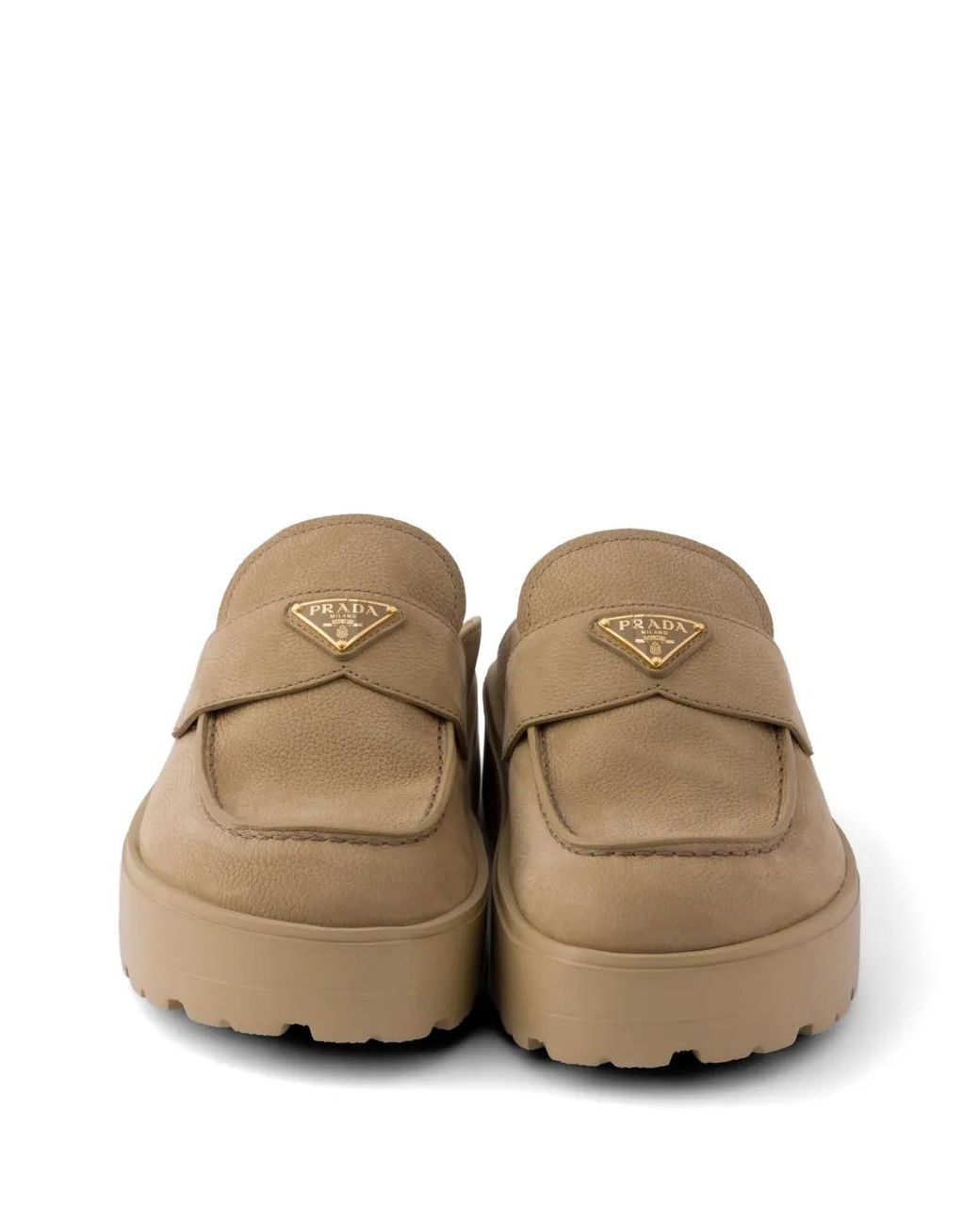 Prada Brown Nubuck Flatform Mules