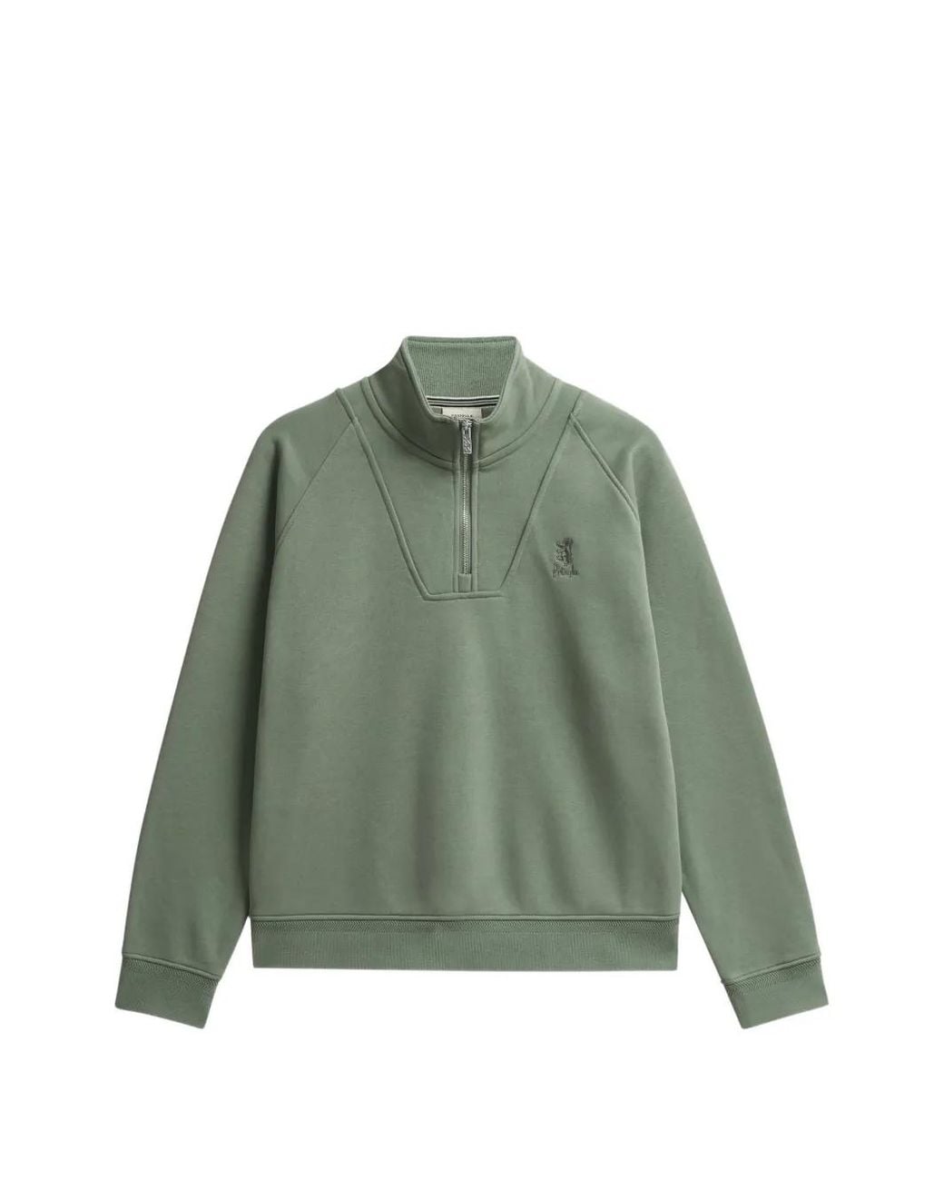 Pringle of Scotland Green Brushed-Back Half-Zip Sweatshirt