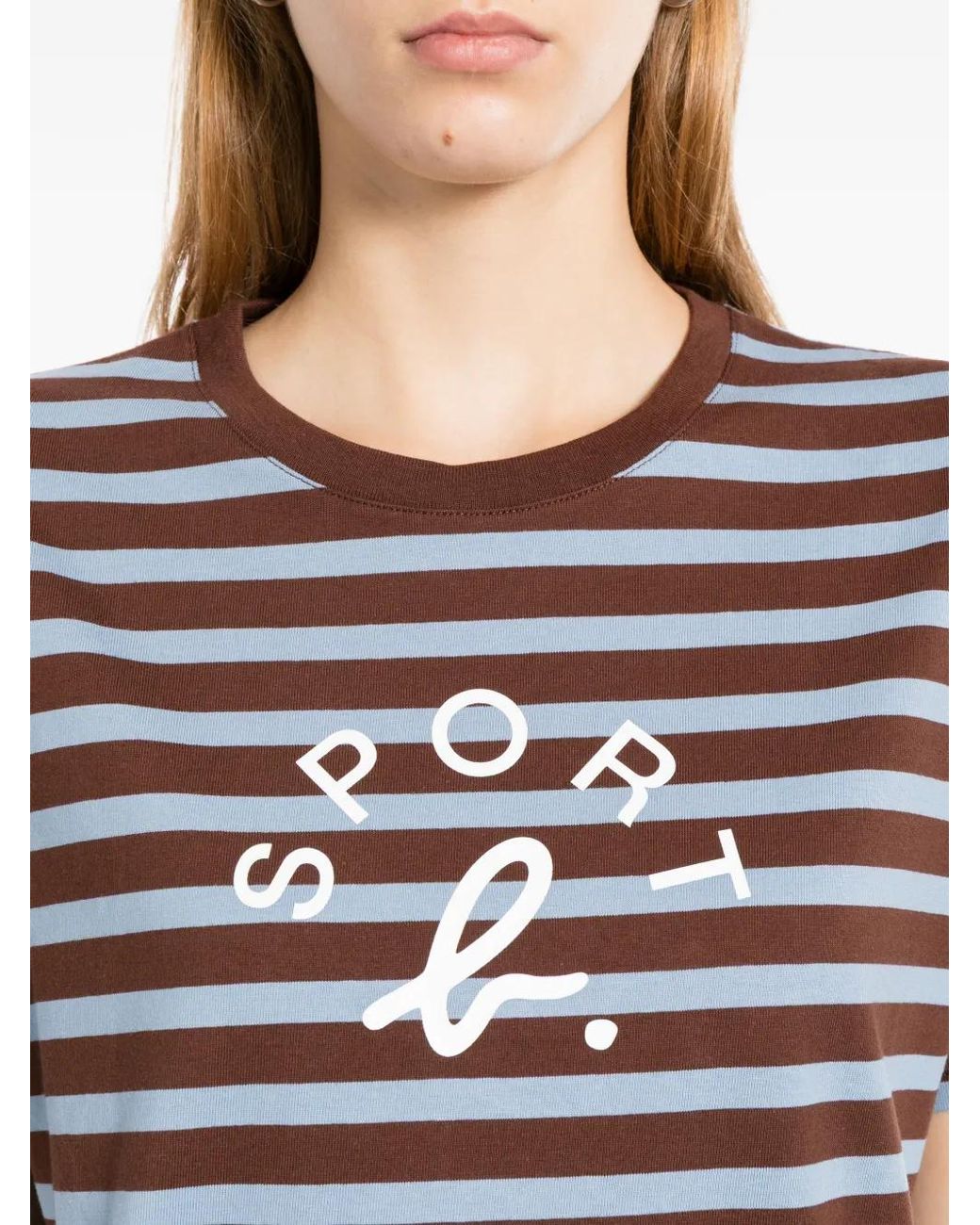 SPORT b. by agnès b. Gray Logo-Print Striped T-Shirt