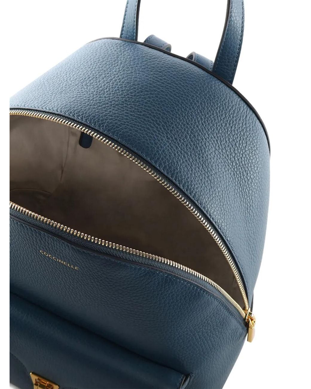 Coccinelle Blue Front-Pocket Leather Backpack