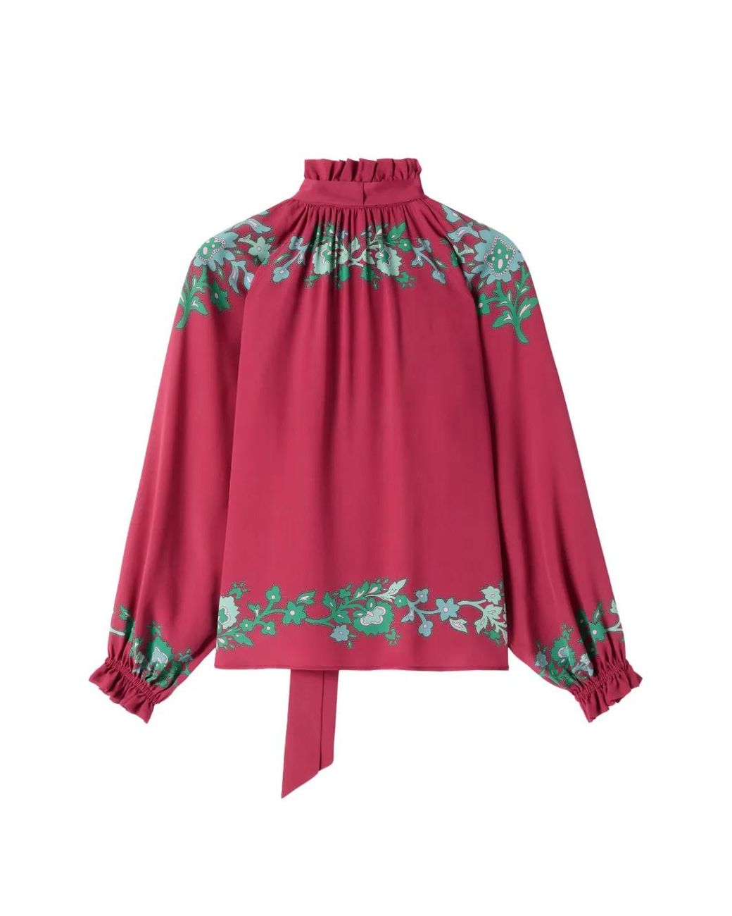 LaDoubleJ Red Cerere Floral Ruffled Blouse