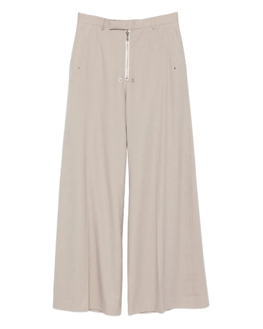 Rick Owens White Zip-Fly Wide-Leg Trousers