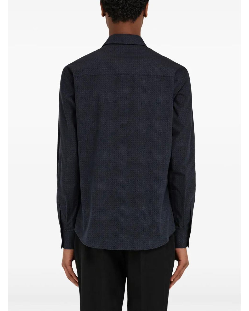 Ferragamo Blue Micro-Patterned Shirt for men
