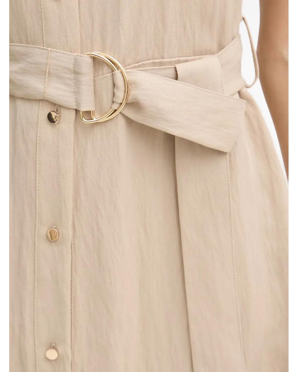 Joseph Ribkoff Natural Belted Button-Front Midi Dress