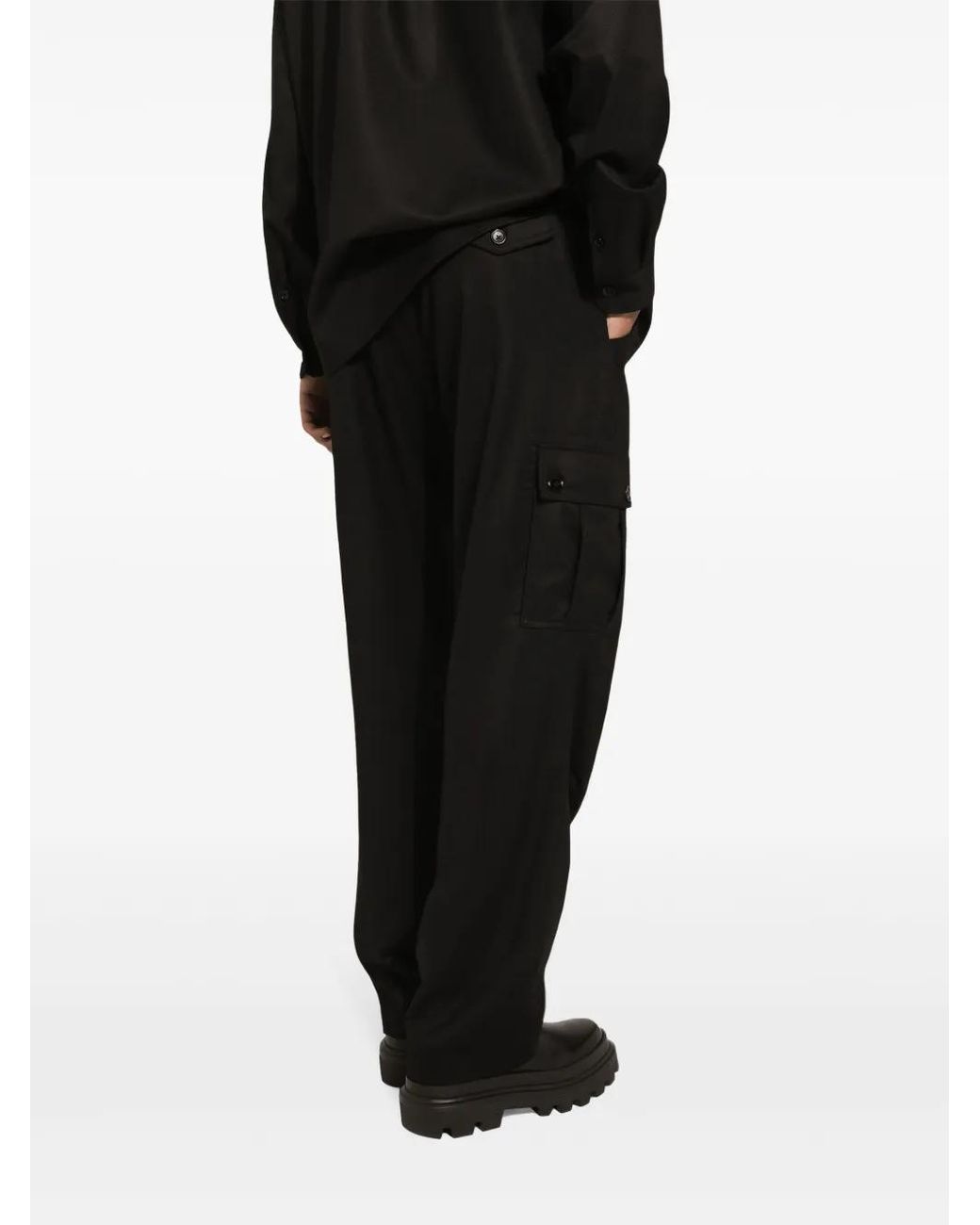 Dolce & Gabbana Black Virgin-Wool Cargo Trousers for men