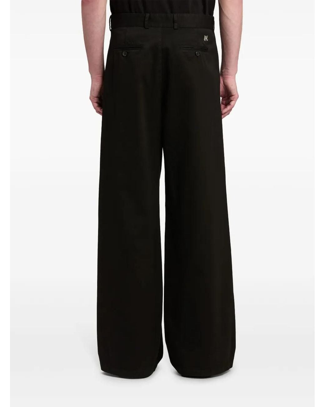 Palm Angels Black Monogram Straight-Leg Trousers for men