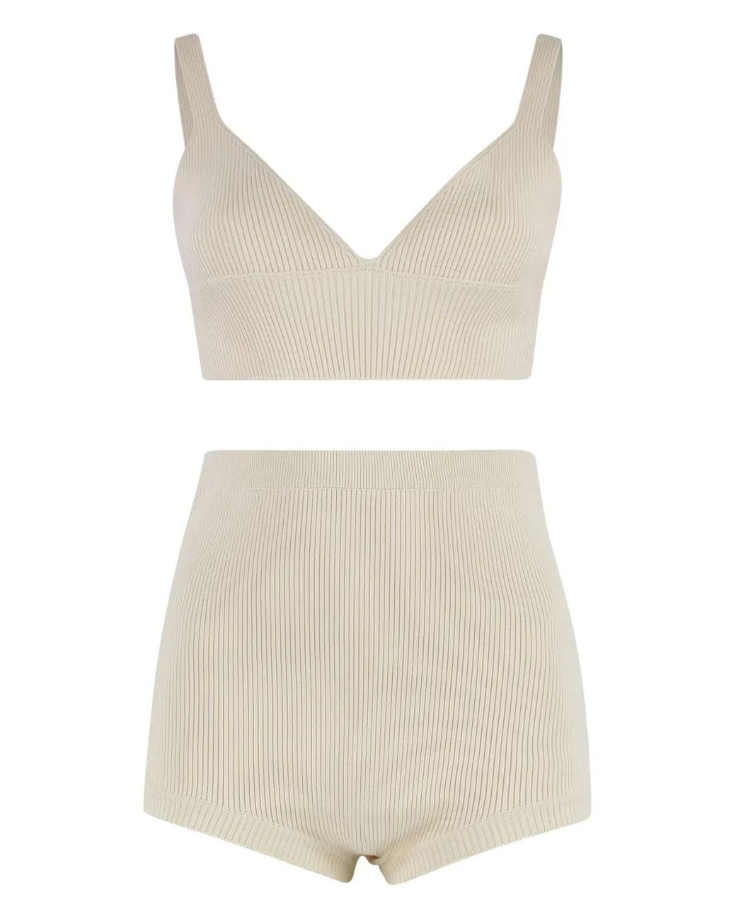 RED Valentino White Ribbed Knit Underwear Set