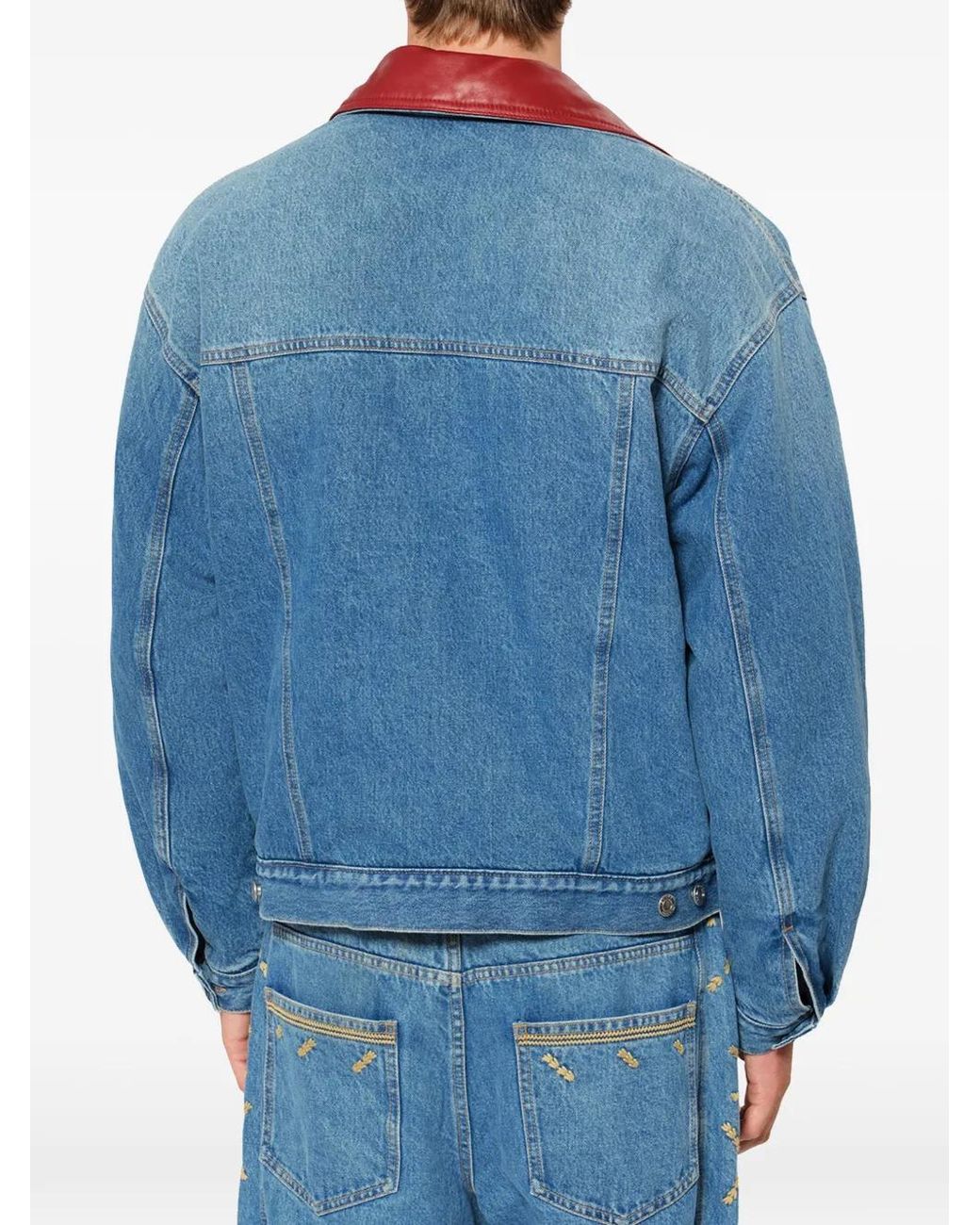 Isabel Marant Blue Reversible Shearling-Effect Denim Jacket for men