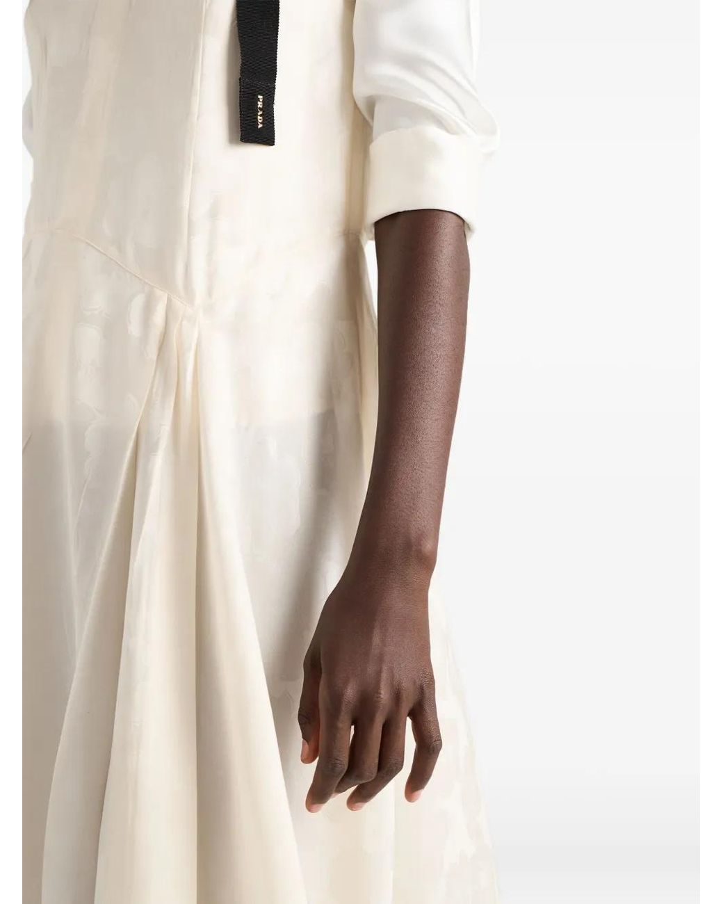 Prada White Jacquard Floral Midi Dress