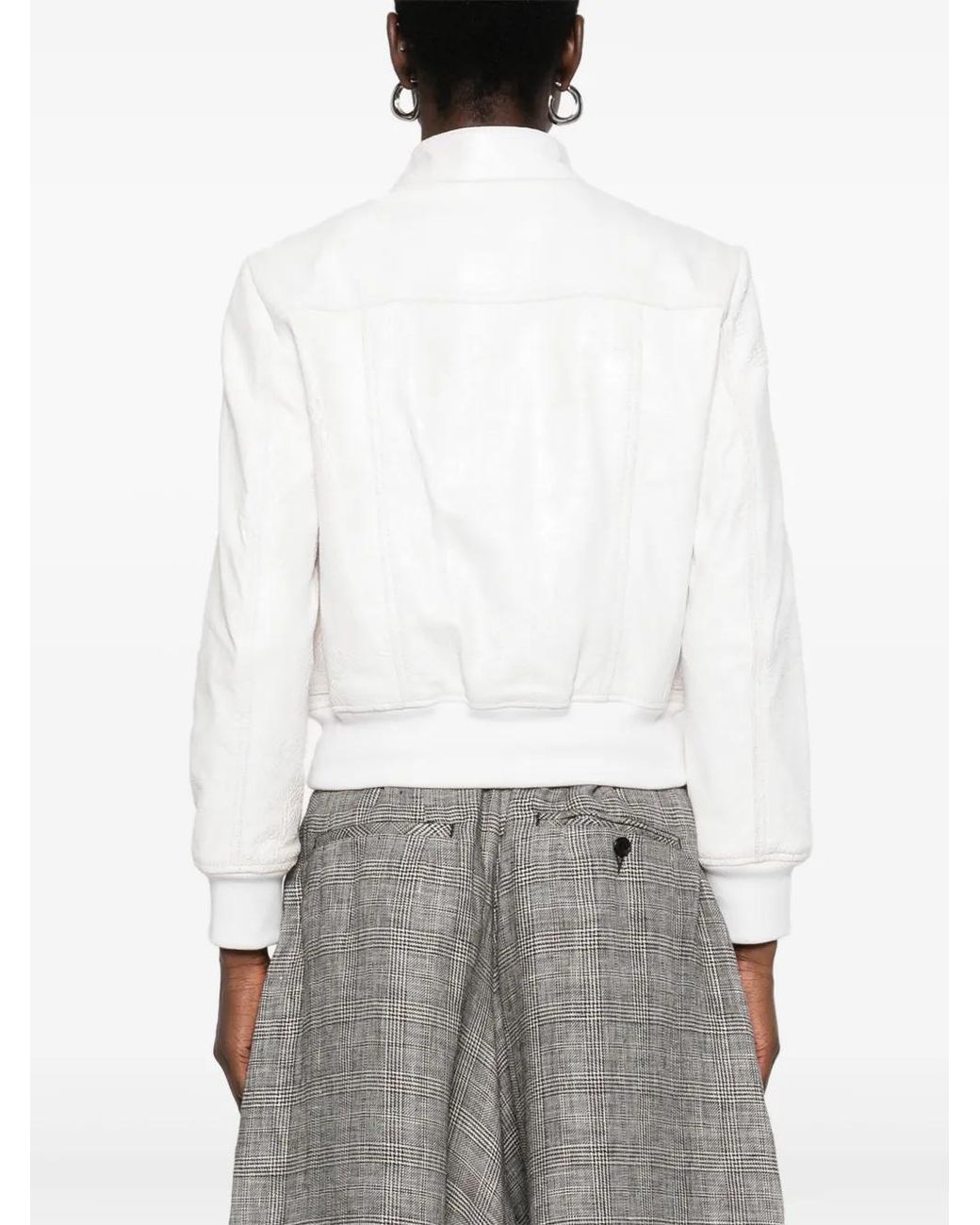 R13 White Cracked-Effect Jacket