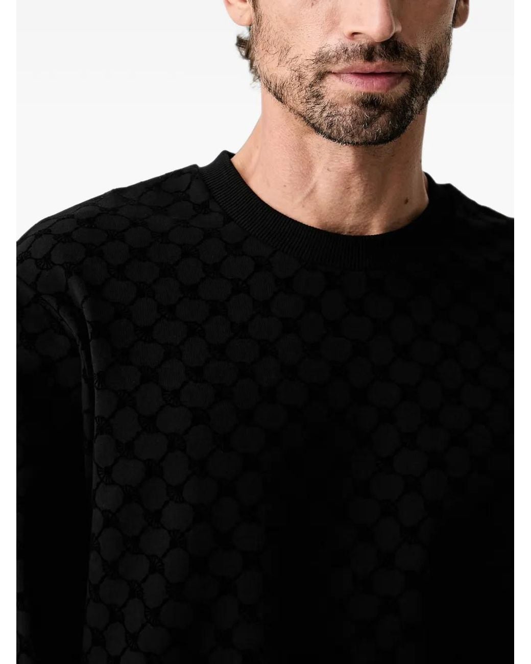 Joop! Black Monogram-Patterned Crew-Neck Sweatshirt for men