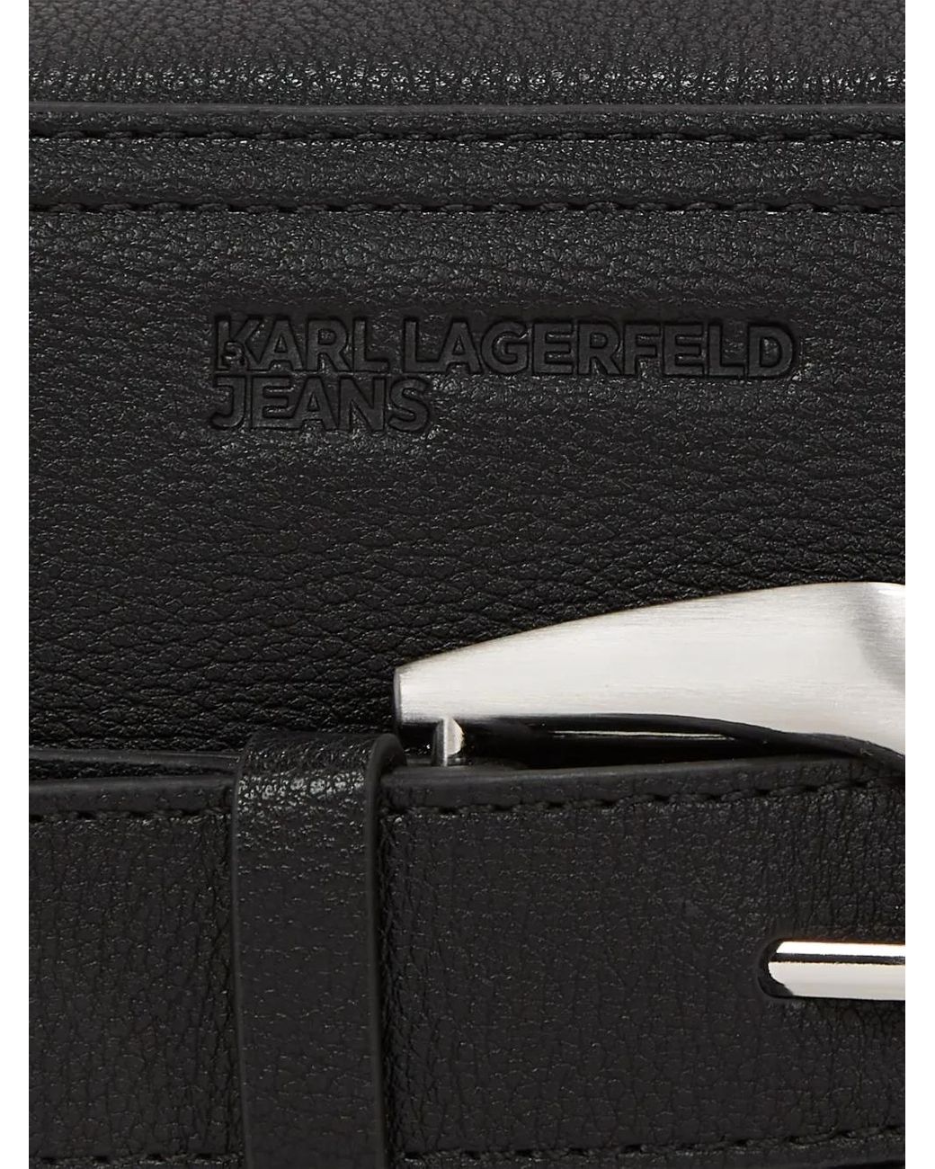 Karl Lagerfeld Black Buckle-Detail Crossbody Bag