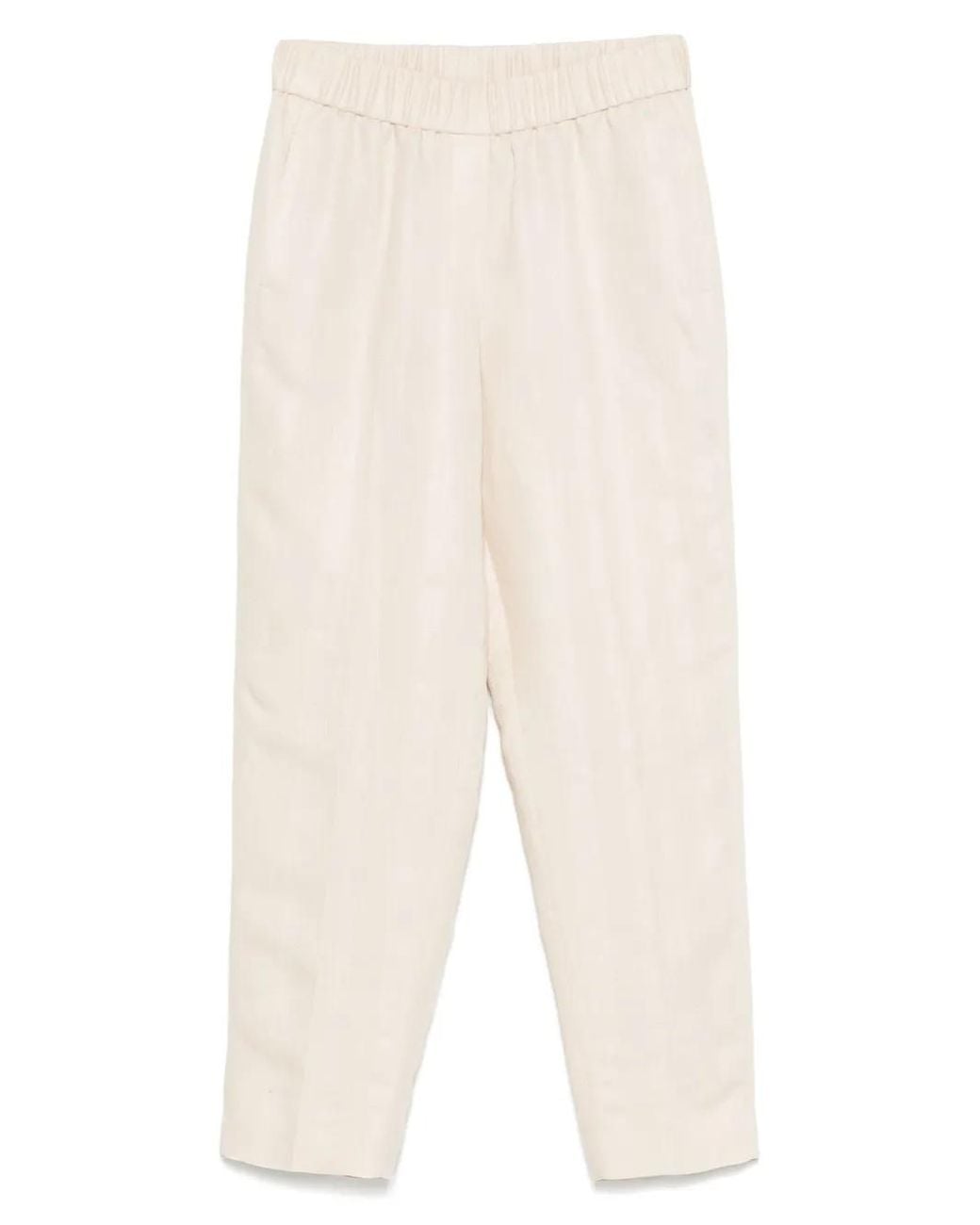 Peserico White Interlock-Twill Trousers