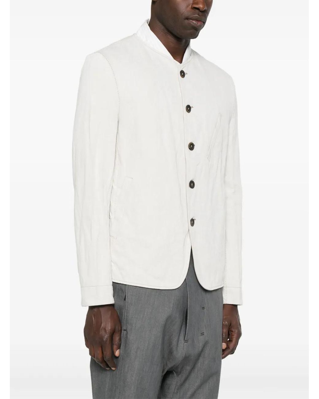 Forme D'expression White Collarless Jacket for men