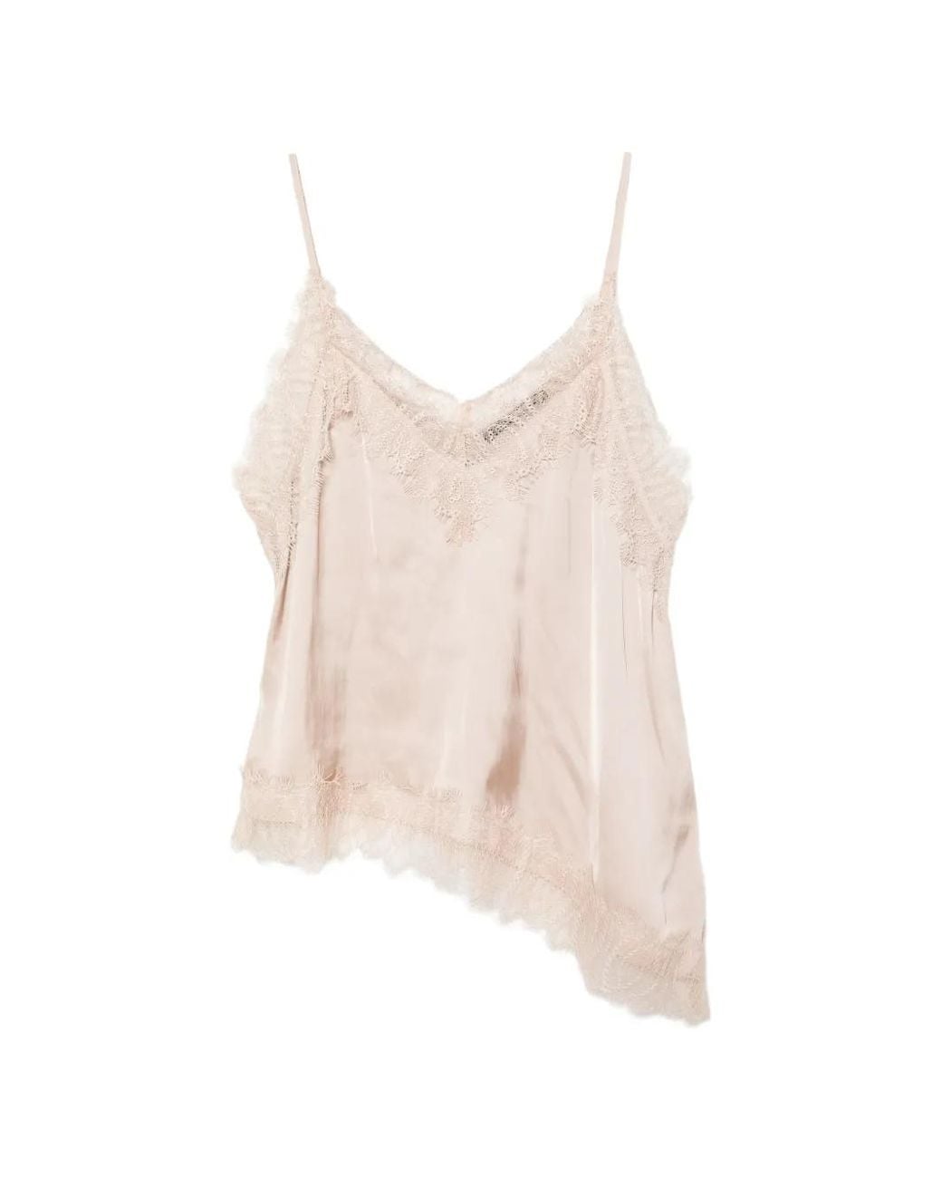 Luisa Cerano Natural Lace-Trim Asymmetric Blouse