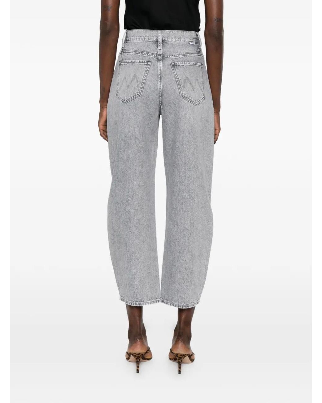Mother Gray Knee-Panel Jeans