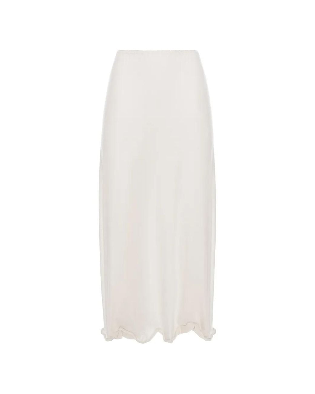 SEEN USERS White Twombly Bloom Ruffled Midi Skirt