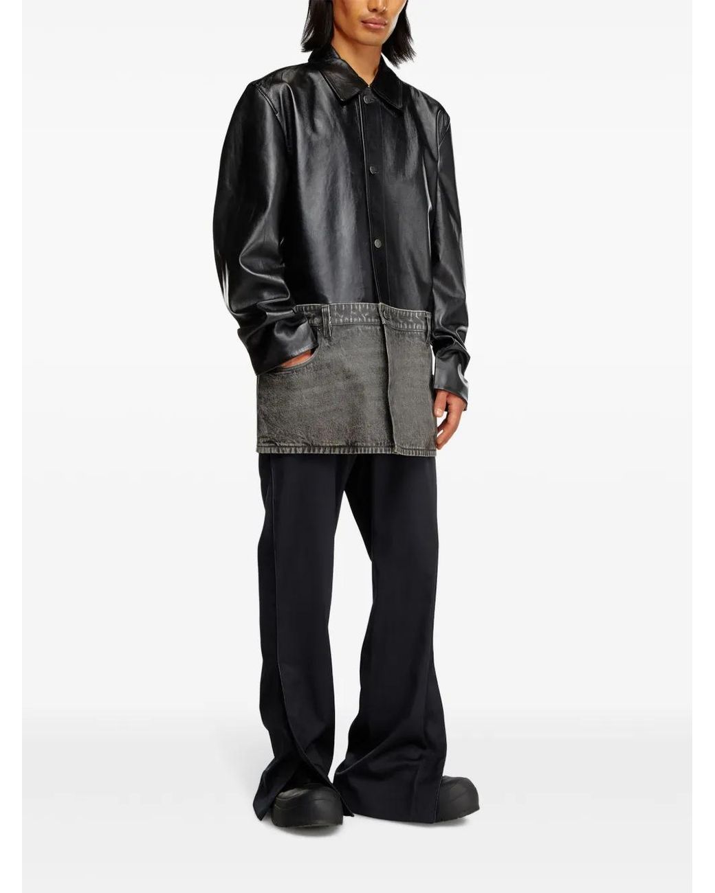 DIESEL Black L-Bretch Leather Jacket for men