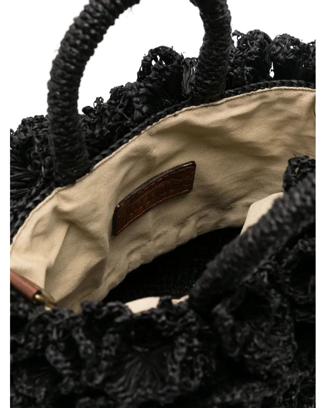 IBELIV Black Coral Ruffled Raffia Tote Bag