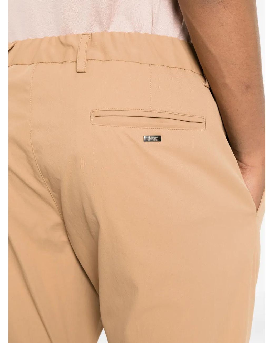Herno White Pleated Straight-Leg Trousers for men