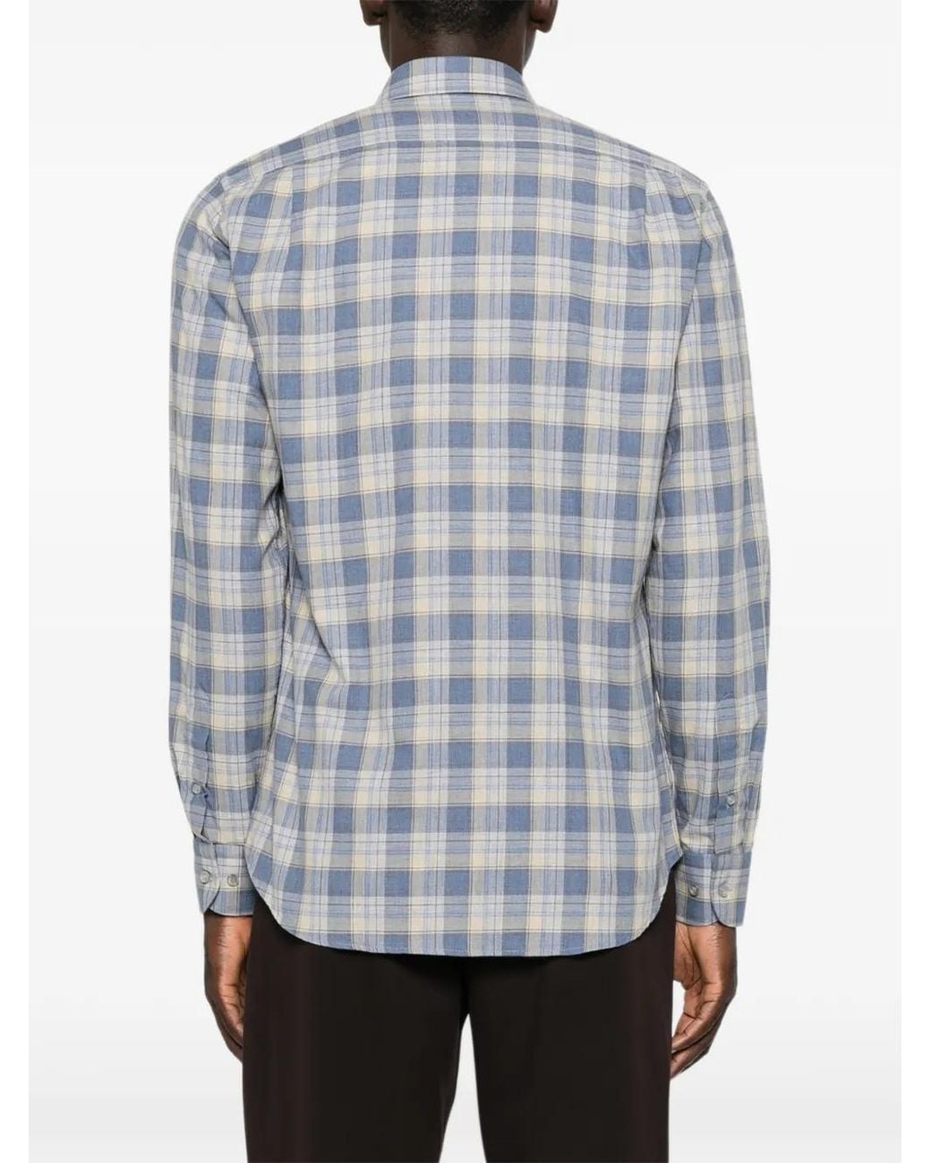 Paul & Shark Gray Check-Pattern Button-Down Shirt for men