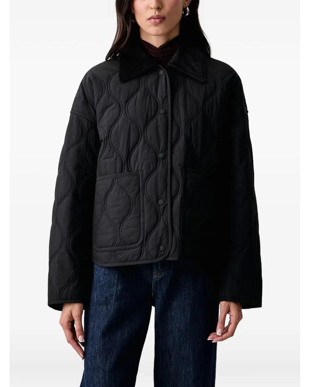 Marc O' Polo Black Quilted Corduroy-Collar Jacket