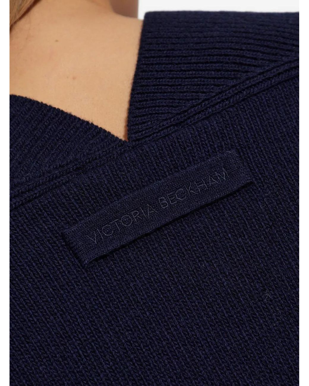 Victoria Beckham Blue Cashmere Blend V-Neck Jumper Clothing