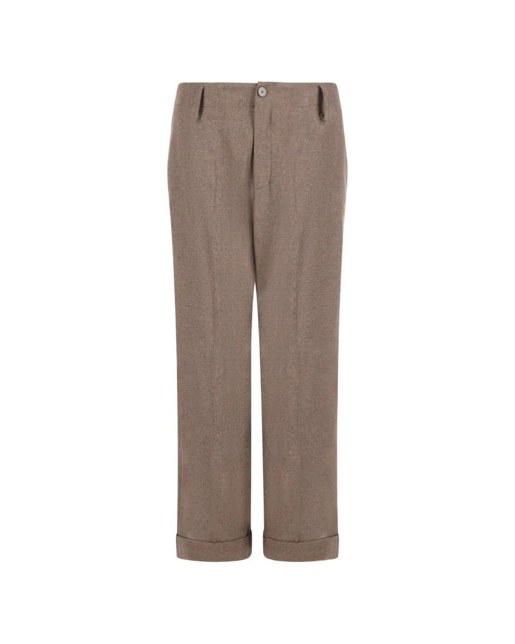 Alysi Brown Turn-Up Cuff Trousers