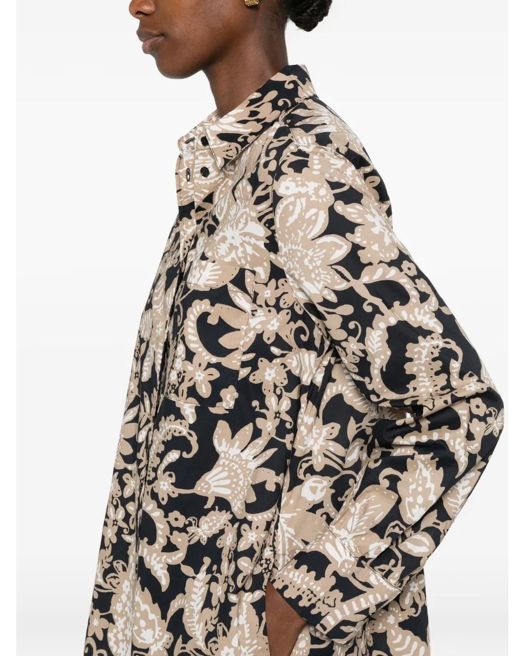 Marc O' Polo White Floral-Print Long-Sleeve Mini Dress