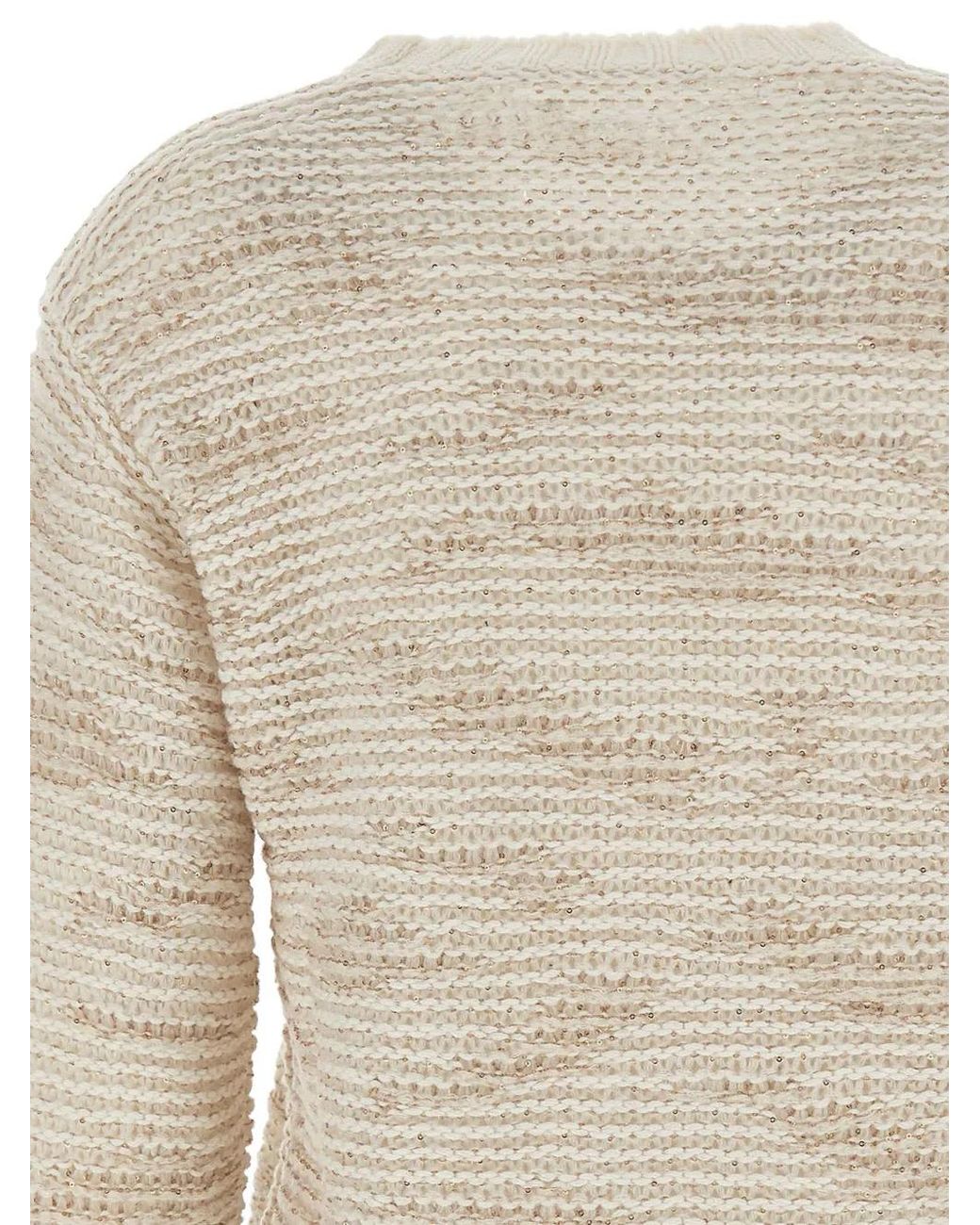 Fabiana Filippi White Sequin-Embellished Cable-Knit Sweater