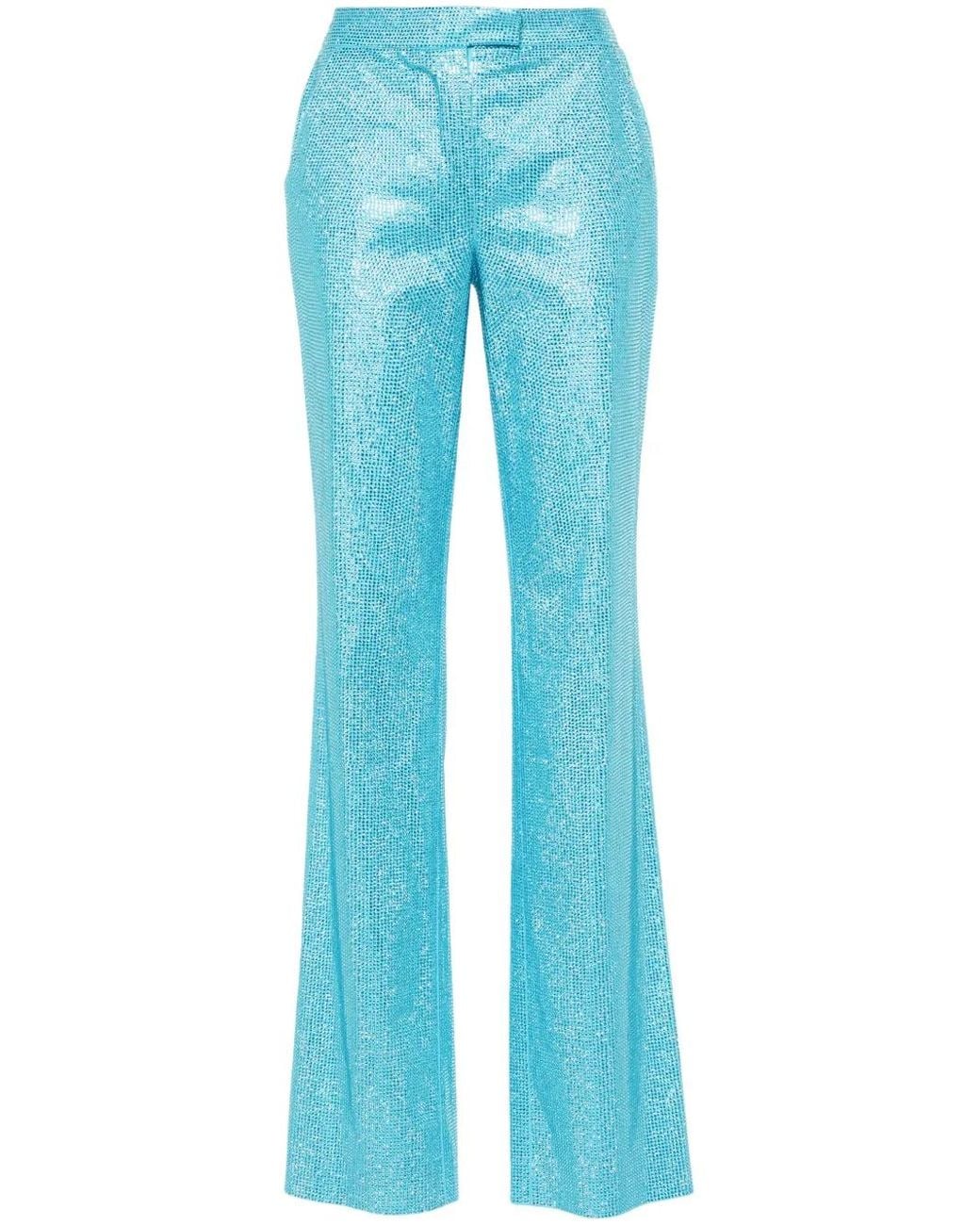GIUSEPPE DI MORABITO Blue Rhinestone-Embellished Straight Trousers