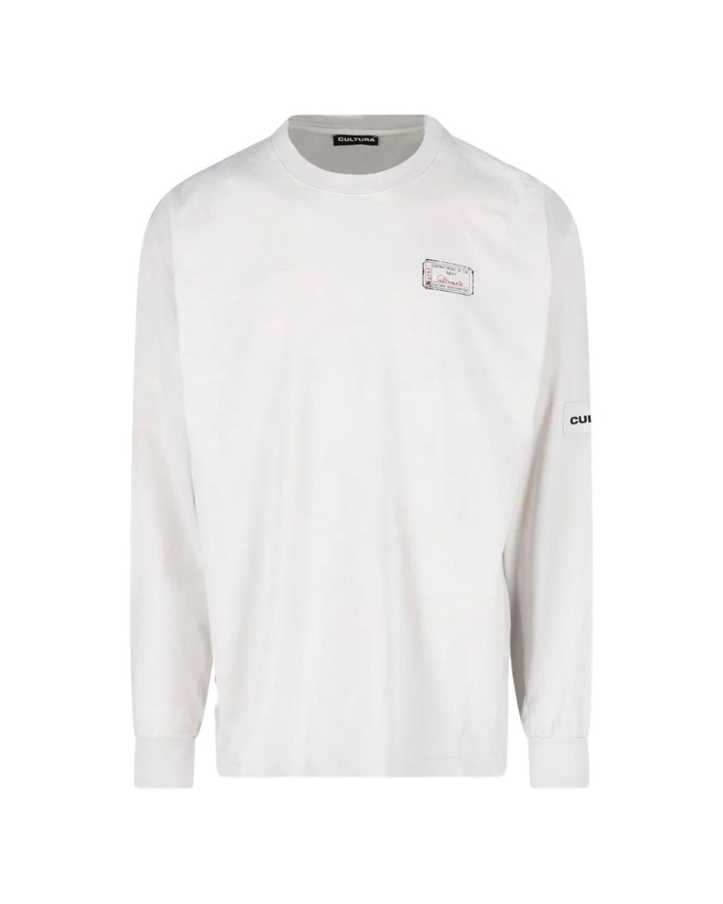 Cultura White Logo-Patch Long-Sleeved T-Shirt for men