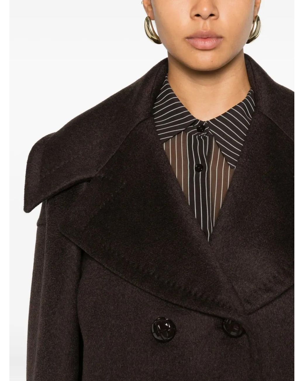 Max Mara Brown Double-Breasted Cashmere Coat