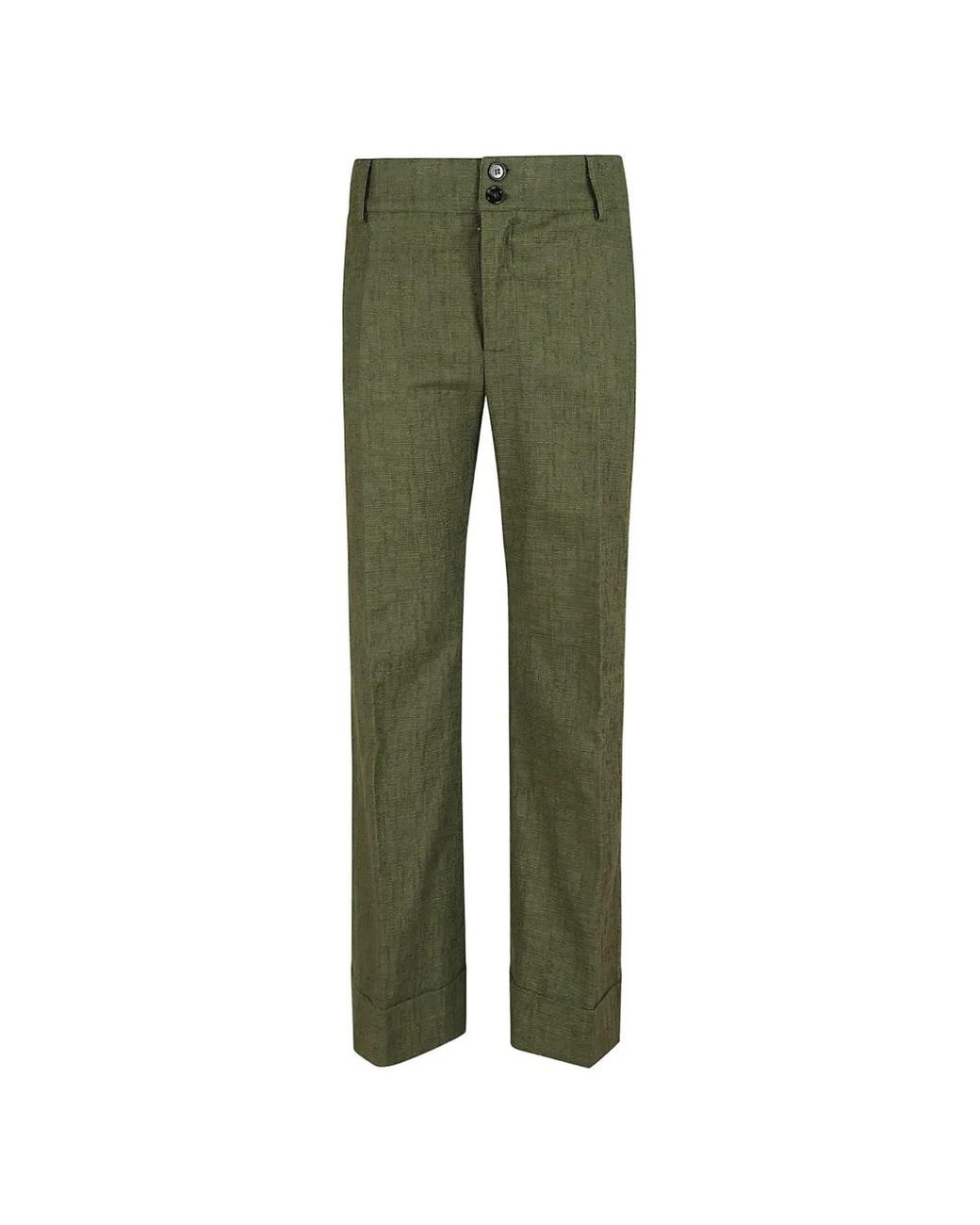 LaDoubleJ Green Hendrix High-Waisted Turn-Up Trousers