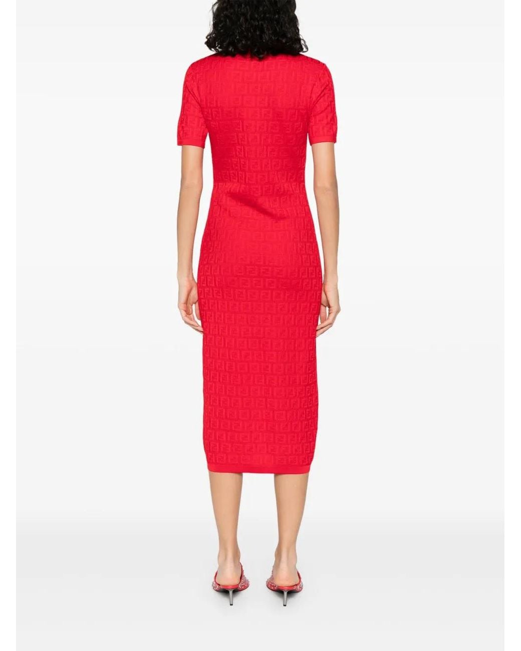Fendi Red Ff Cotton And Viscose Dress