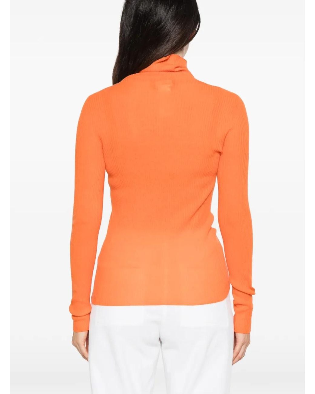 Fabiana Filippi Orange Ribbed Roll-Neck Sweater