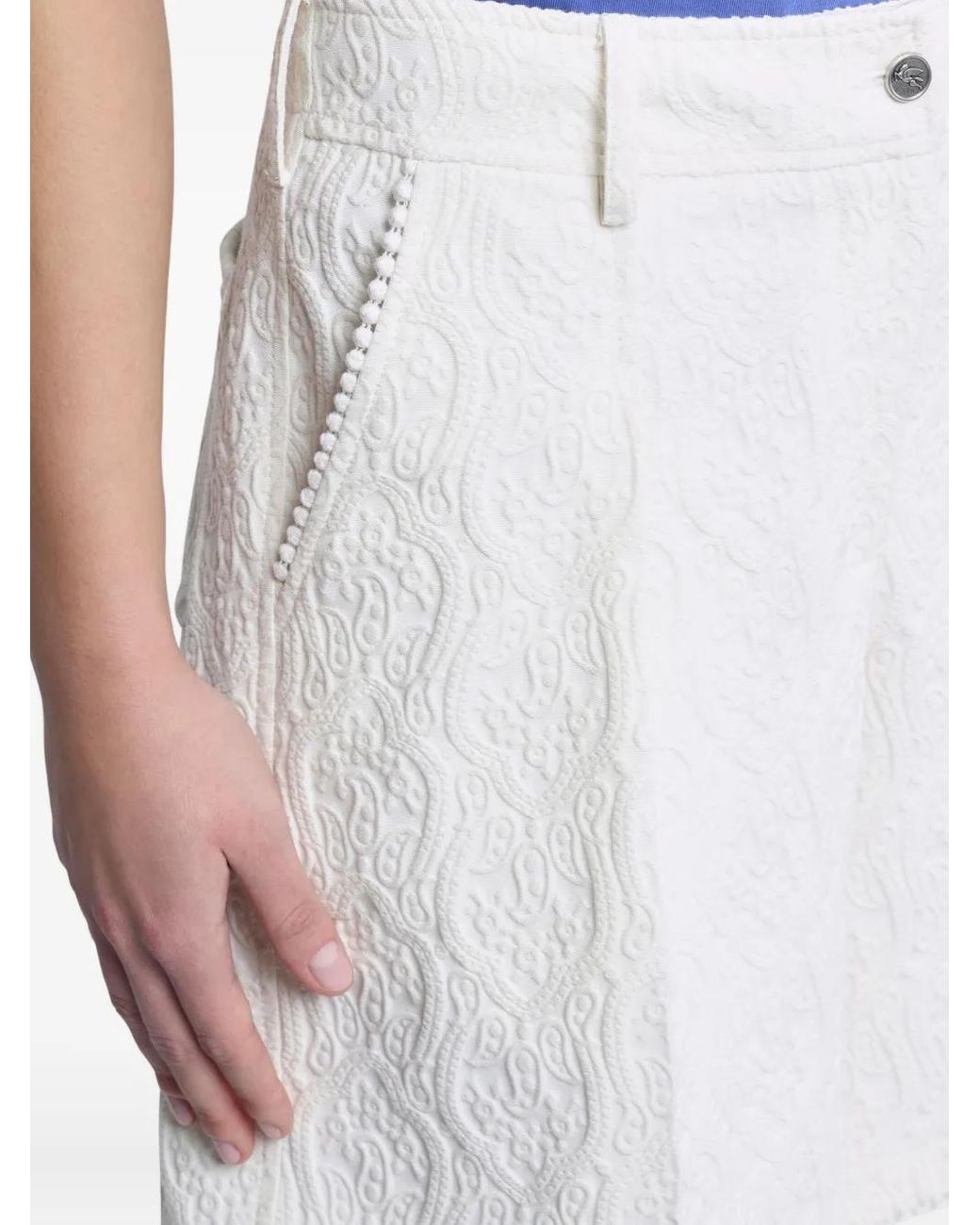 Etro White Paisley-Jacquard Bermuda Shorts