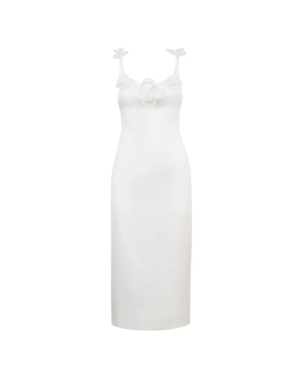 David Koma White Flower-Embellishment Midi Dress