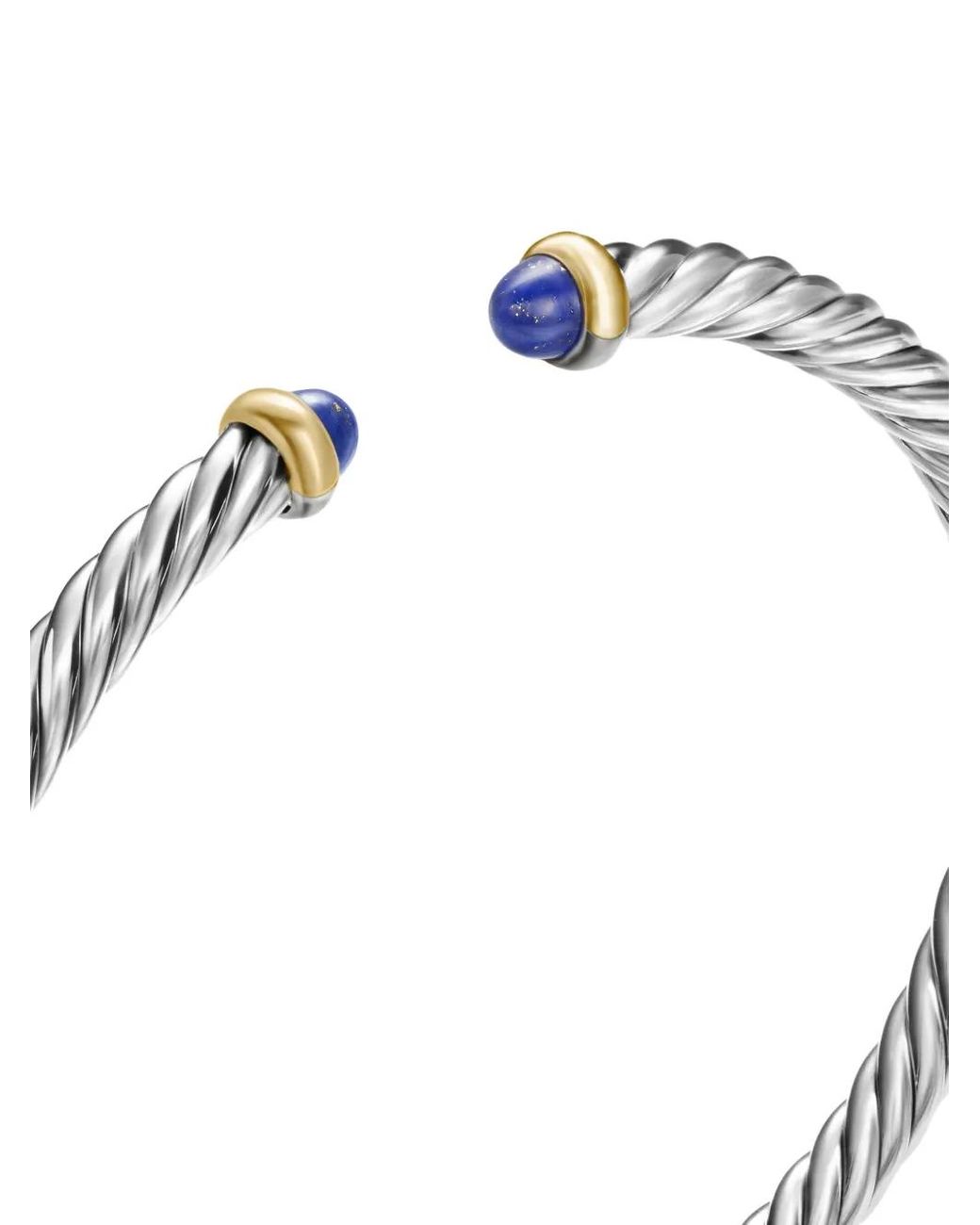 David Yurman White 14Kt And Sterling Modern Cable Lapis Lazuli Bracelet (4Mm)