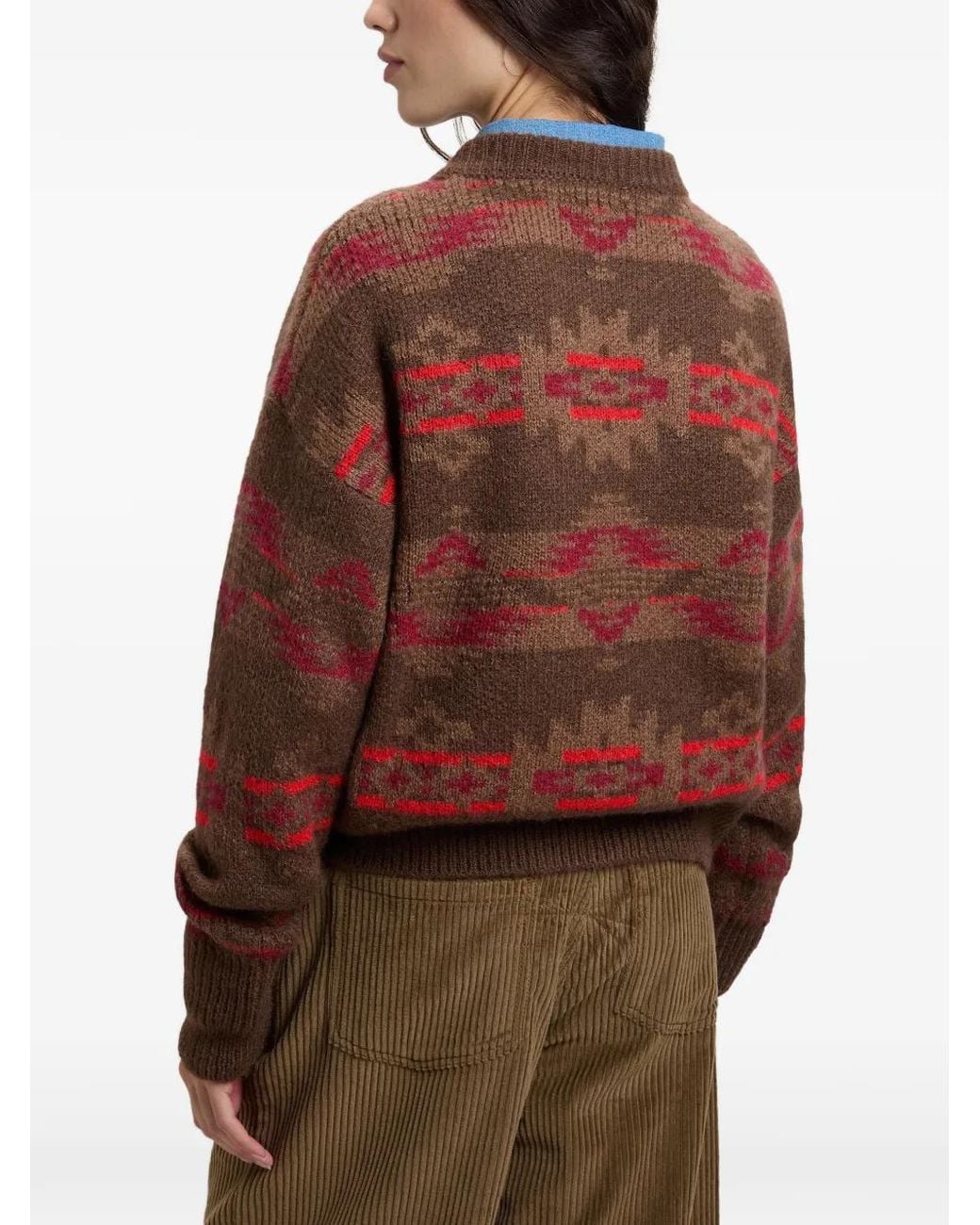 Woolrich Brown Fair Isle Crew-Neck Sweater