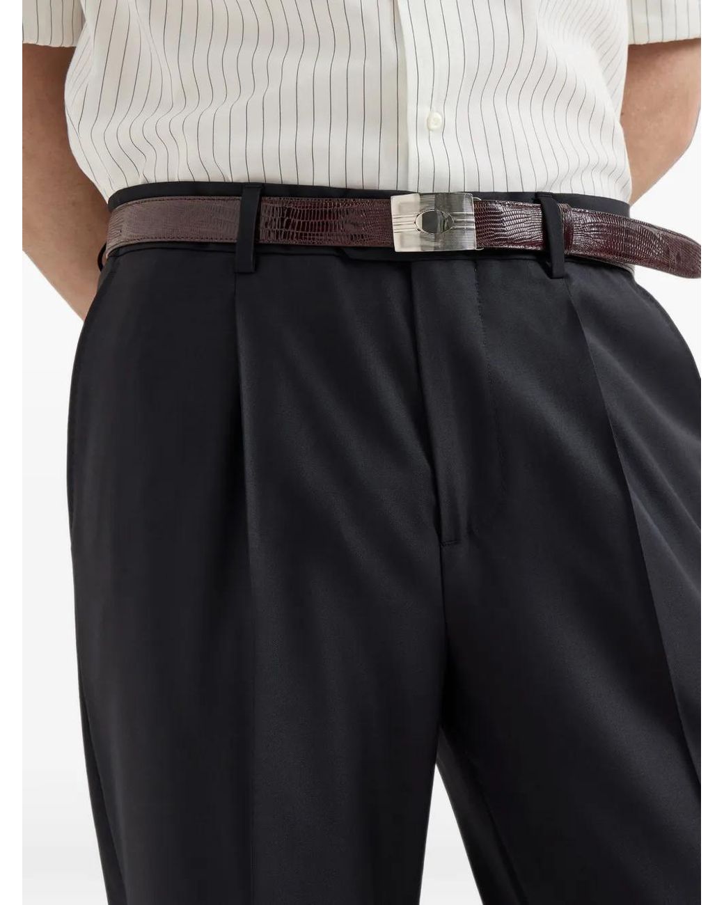 Brunello Cucinelli Black Super 150S Virgin Wool Four Season Batavia Trousers With Pleat for men