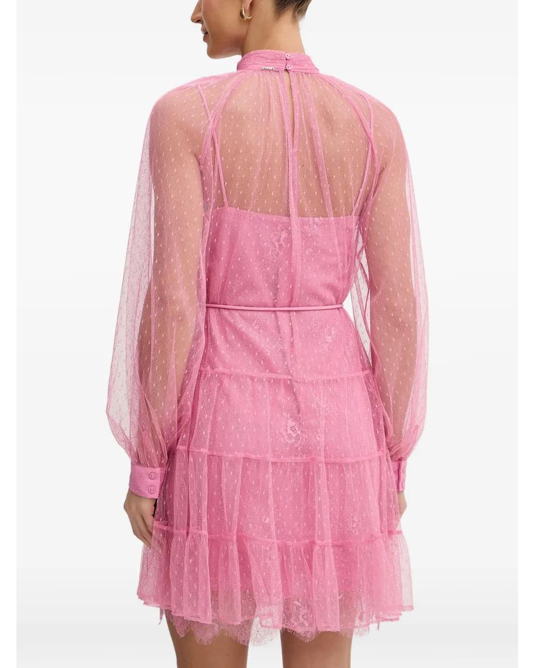 Twinset Pink Tiered Point D'Esprit Mini Dress