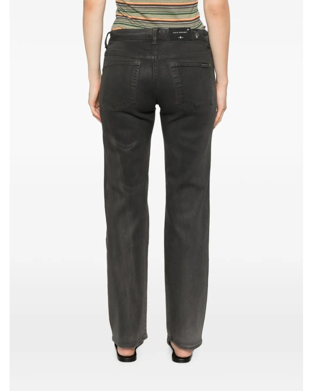 7 For All Mankind Gray Jean Droit Calie À Patch Logo