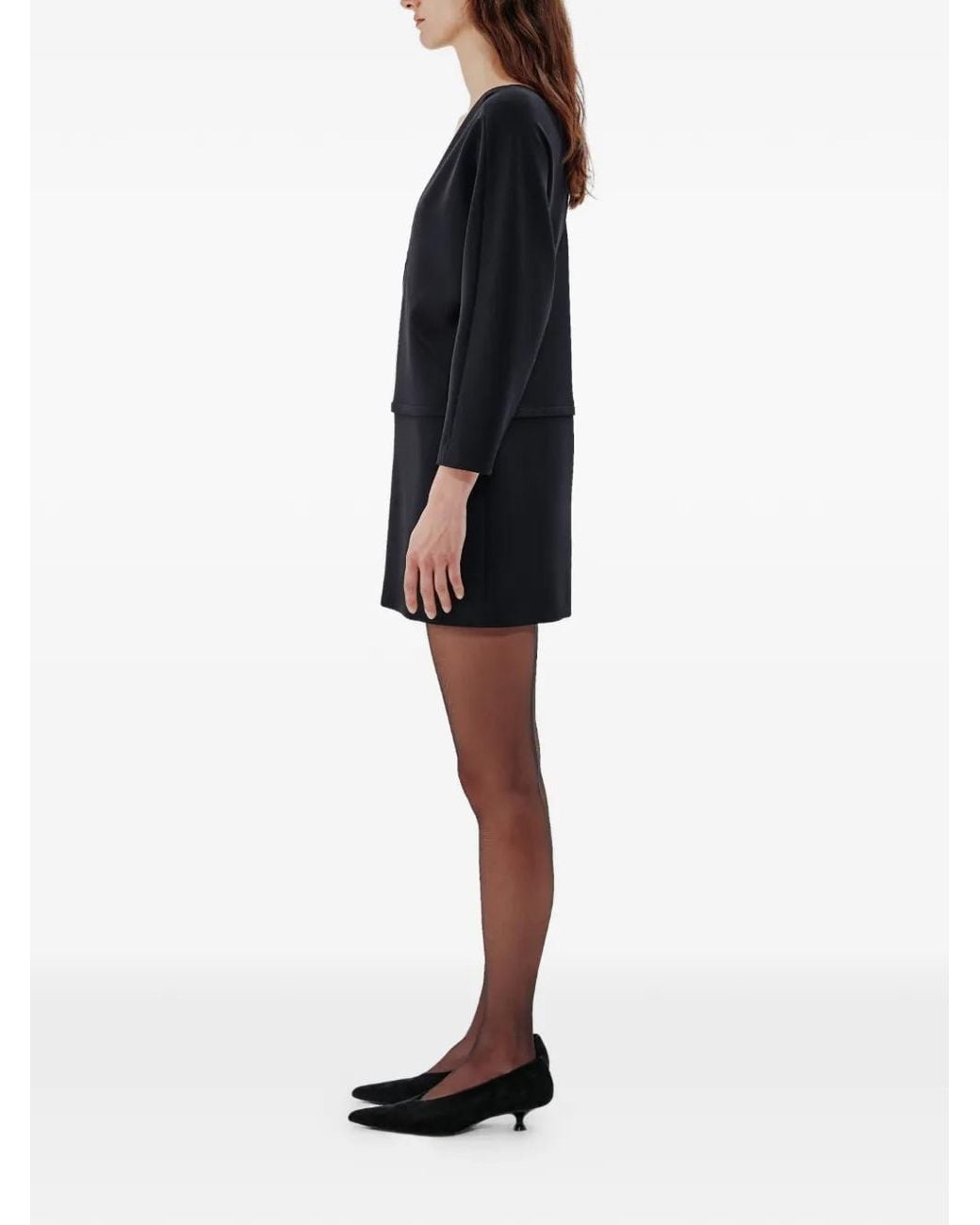 Another Tomorrow Black Dolman-Sleeve Drop-Waist Dress