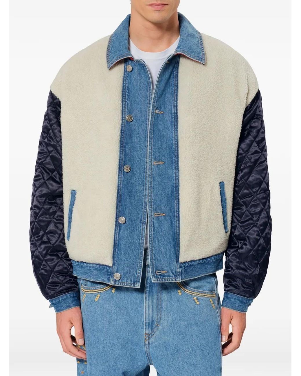 Isabel Marant Blue Reversible Shearling-Effect Denim Jacket for men
