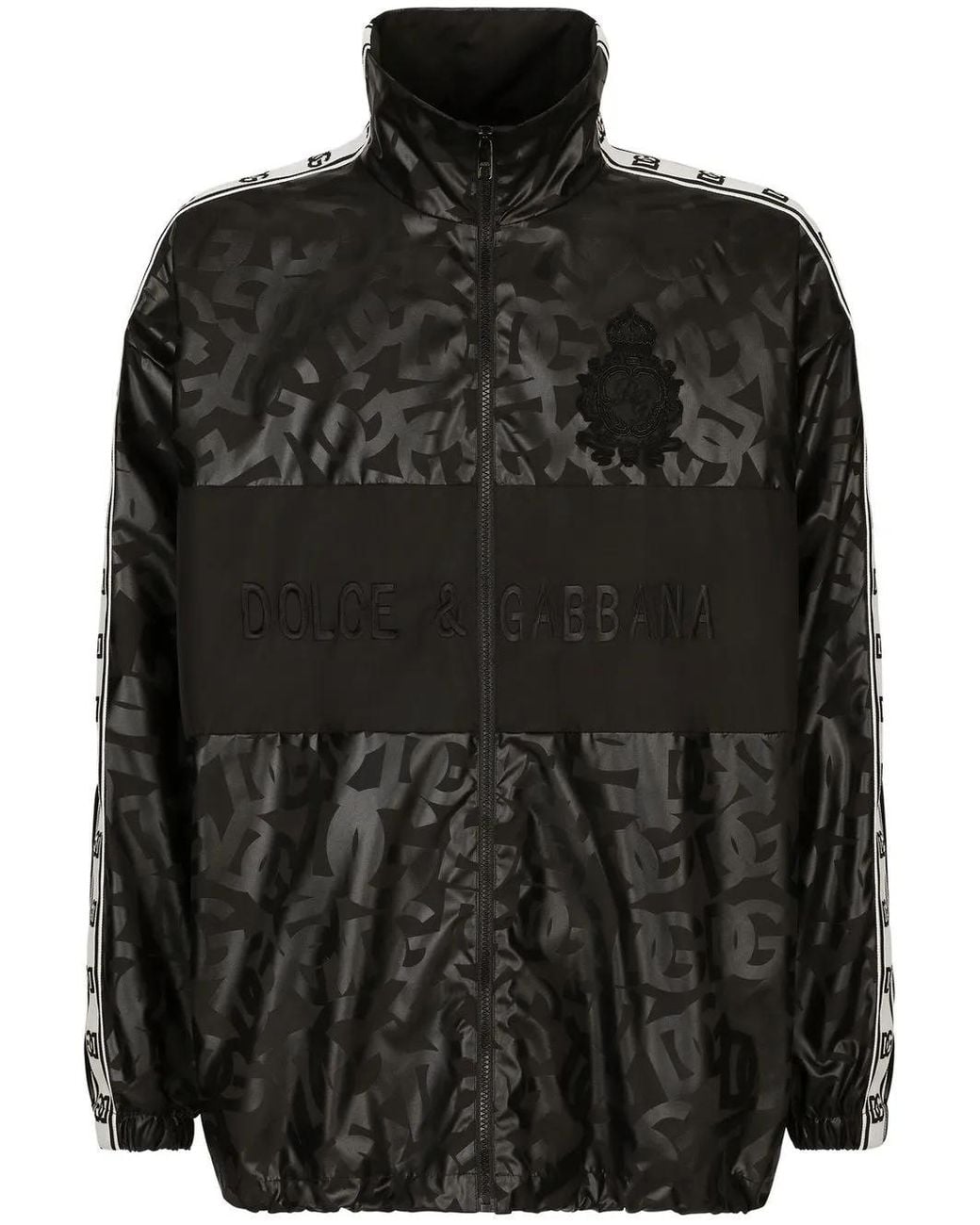 Dolce & Gabbana Black Dg-Print Track Jacket for men