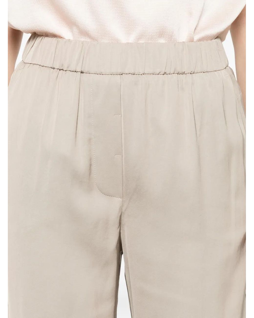 Peserico White Elasticated-Waistband Turned-Up-Cuff Trousers
