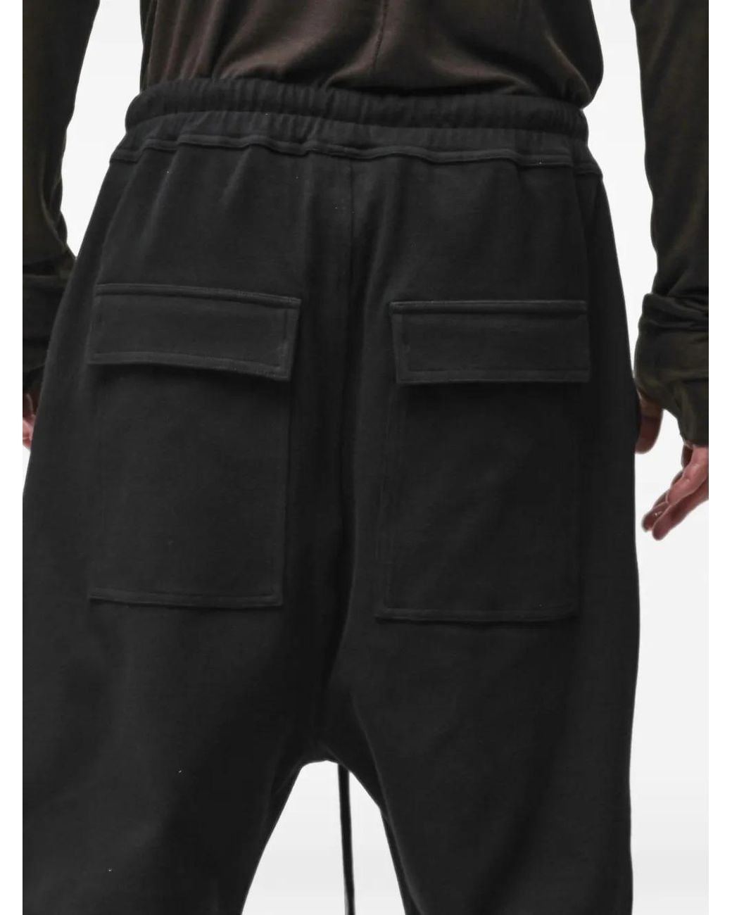Thom Krom Black Drawstring Drop-Crotch Trousers for men